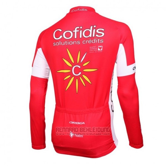 2016 Fahrradbekleidung Cofidis Wei und Rot Trikot Langarm und Tragerhose - zum Schließen ins Bild klicken